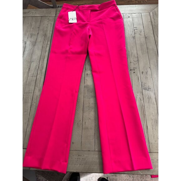 NWT ZARA FLARE CROP TROUSERS PANTS FUCHSIA PINK Size Medium - Picture 3 of 6